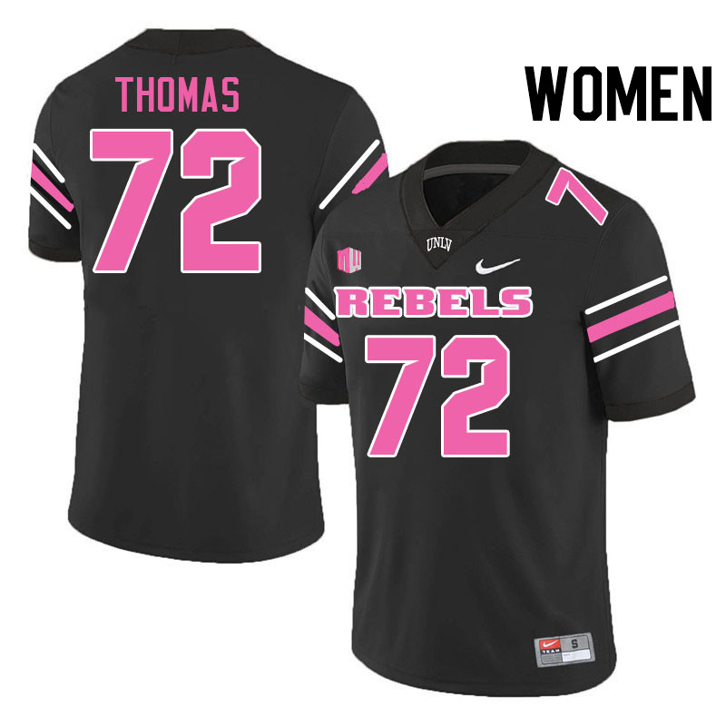 Women #72 Will Thomas UNLV Rebels College Football Jerseys Stitched-Black